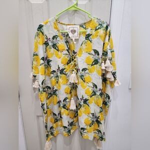 Made with love blouse, size S/M, frutal, lemon print, fruity